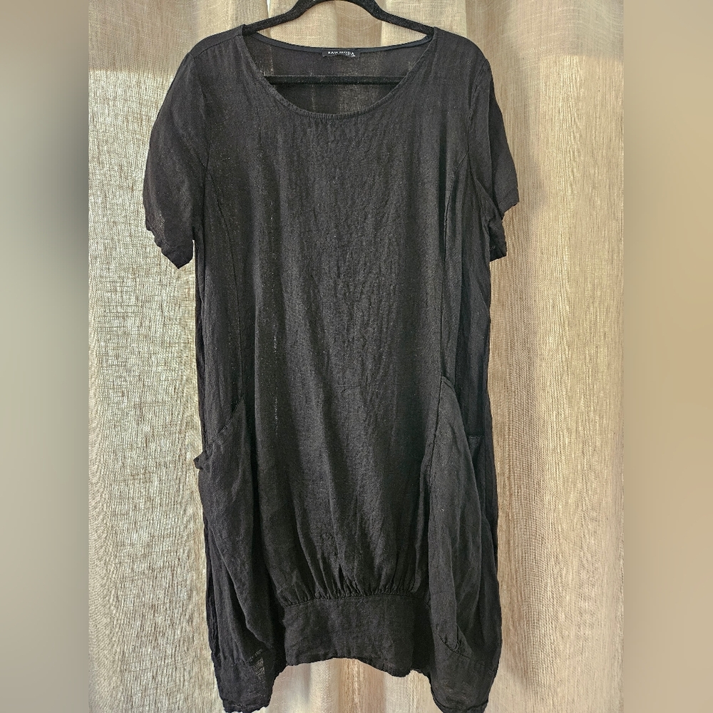 Raw Moda Black Linen Dress One Size